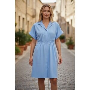 & Other Stories Stockholm Atelier Blue Cinched Waist Shirt Dress NWT 4